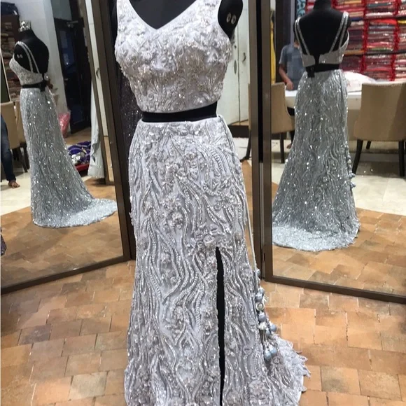 Embellished evening gown reception outfit prom